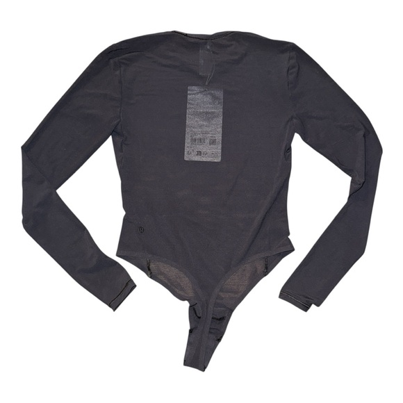 Lululemon Wundermost Nulu Mesh Long-Sleeve Crew Bodysuit Black XS (4) NWT - Picture 4 of 5